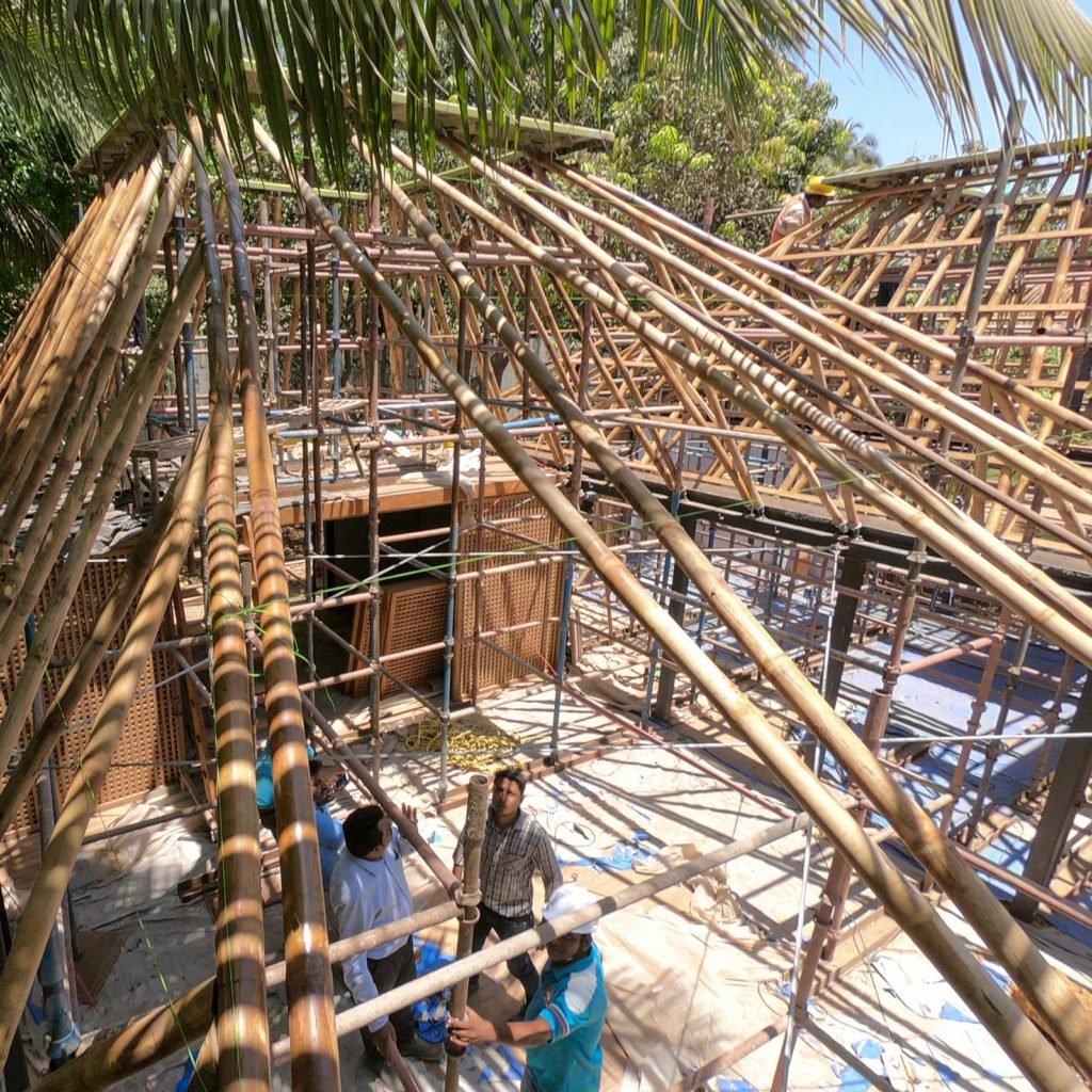 bamboo roof structure at Mumbai Artist Retreat