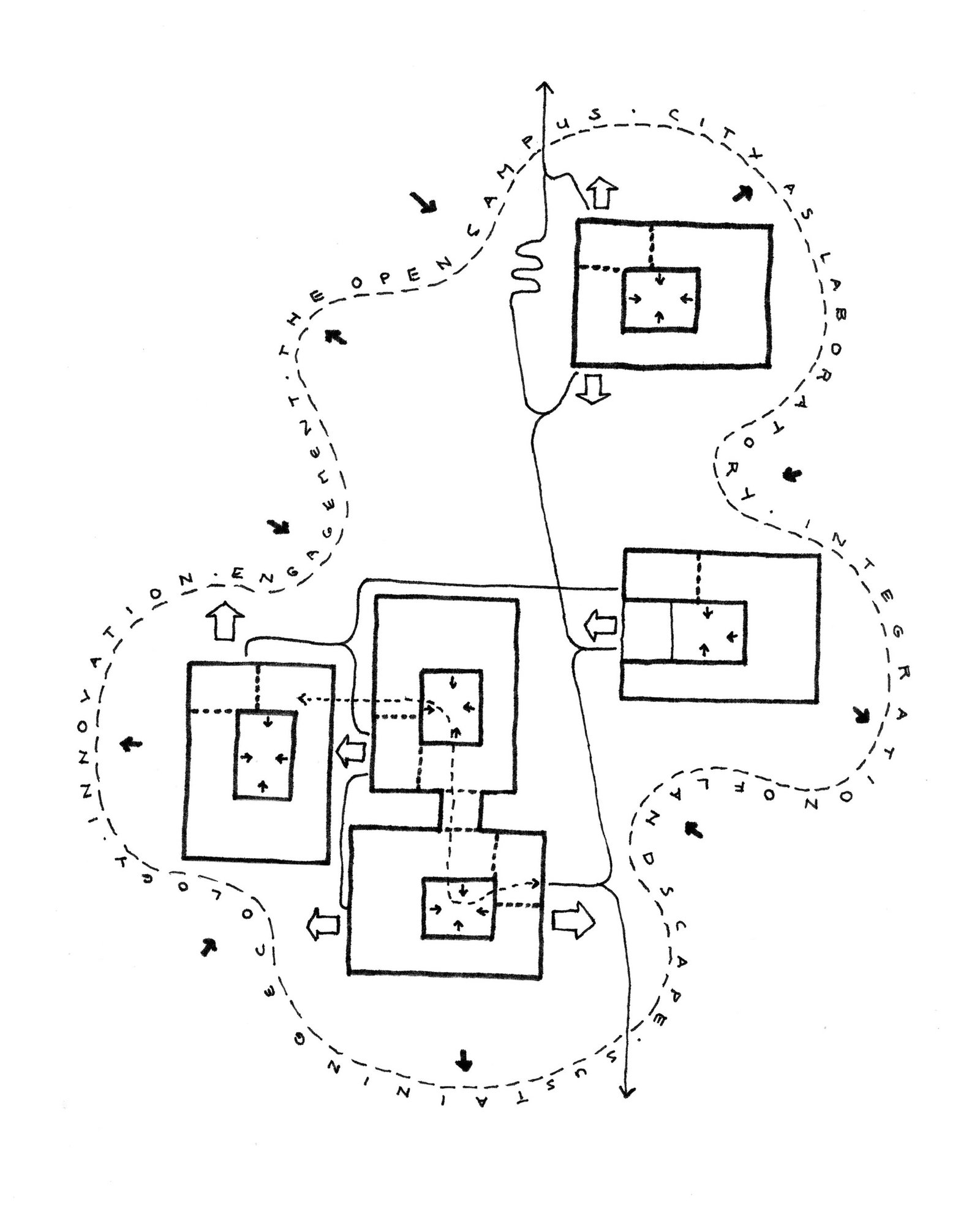 conceptual sketch school of planning and architecture New Delhi competition design