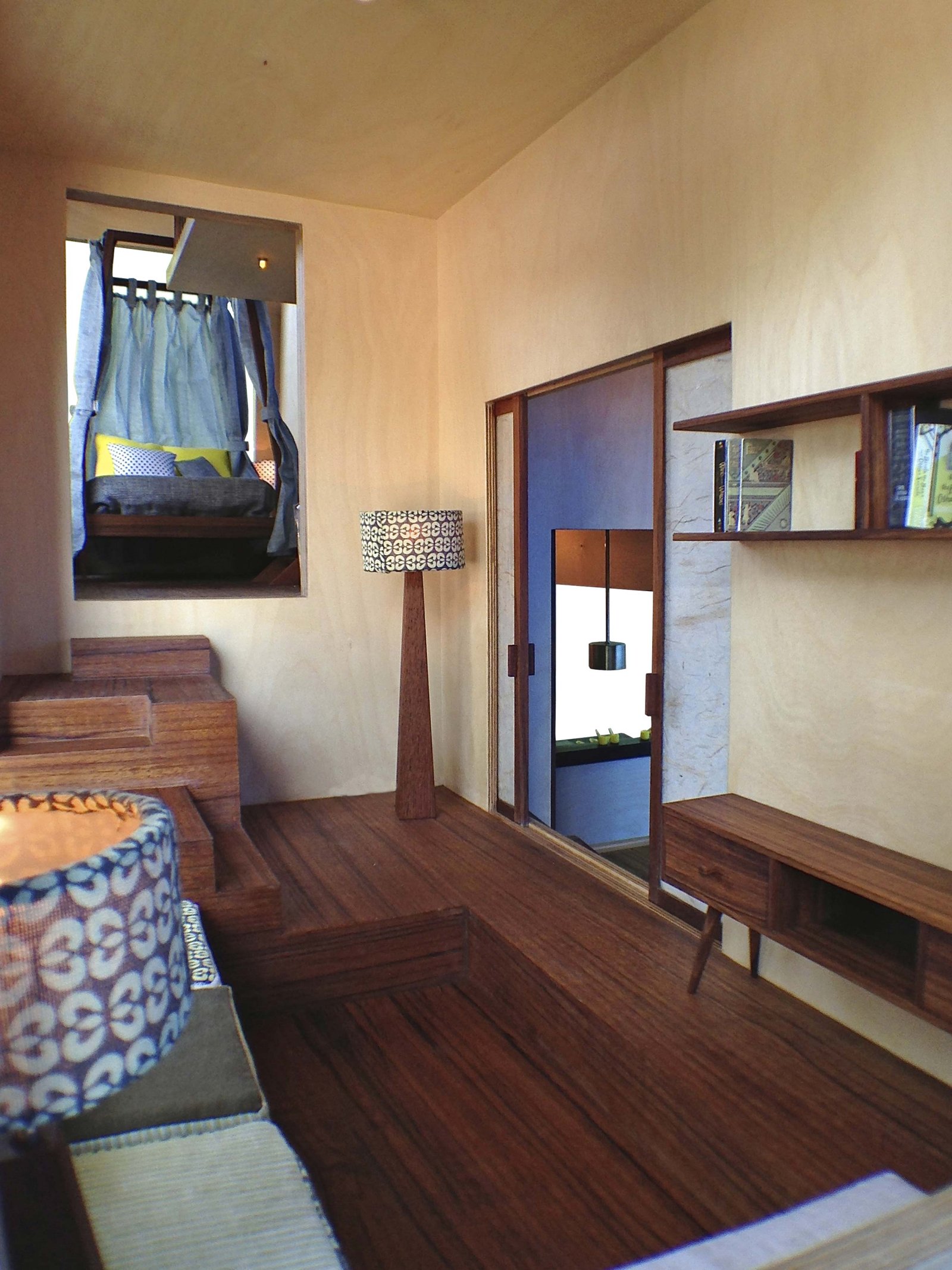 living room looking into bedroom dollhouse